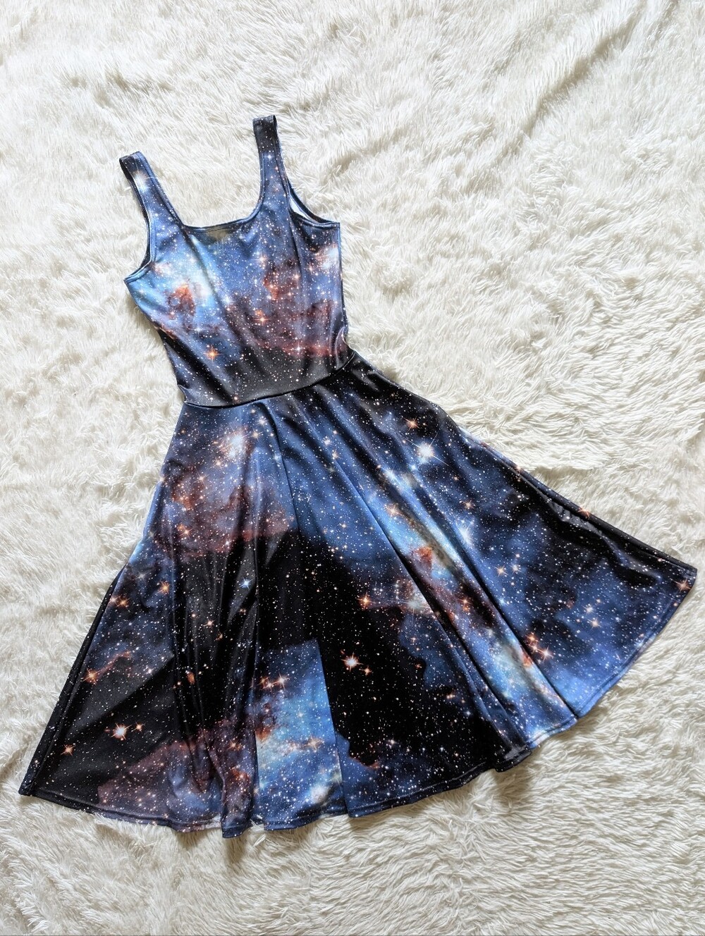 Blackmilk Actual NASA Photo Galaxy Blue Pocket Midi Dress XS - Picture 7 of 13